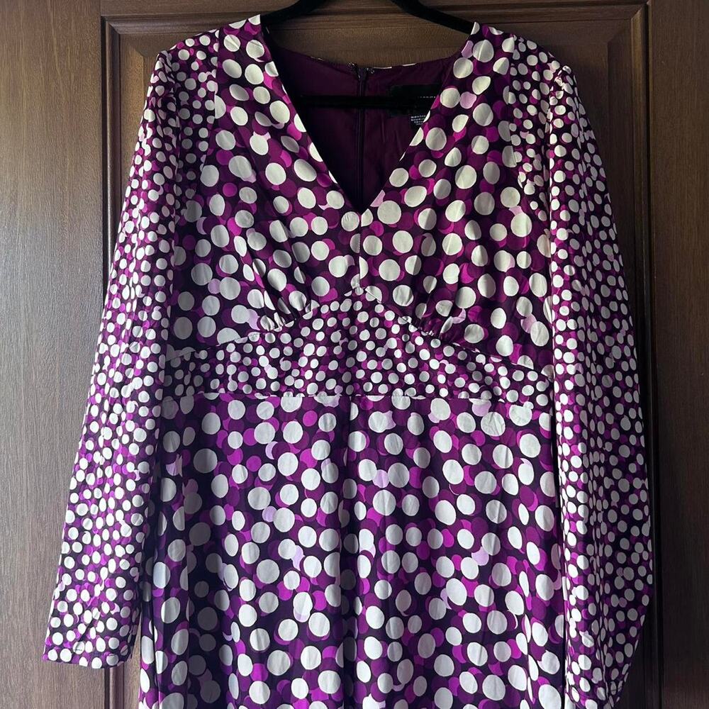 NWT Donna morgan purple and white women's dress polka dot sz 14 lightweight‎